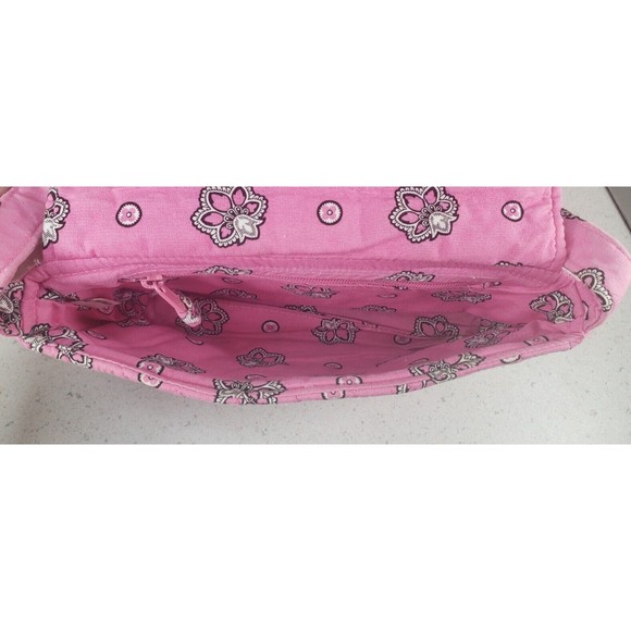 Vera Bradley Flamago Pink Small Flap Front Purse Shoulder Bag Cotton Quilted - Picture 9 of 16